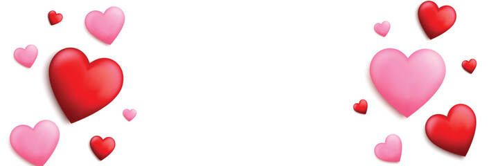 Flying hearts background design. Love frame banner. Valentine's day decoration template. Vector illustration