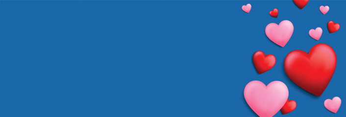 Flying hearts background design. Love frame banner. Valentine's day decoration template. Vector illustration