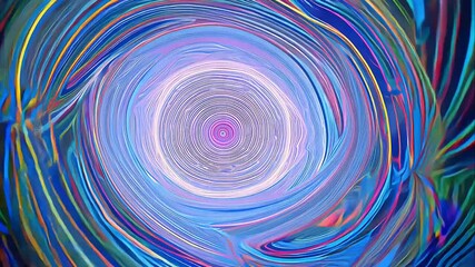 Thin, vibrant lines spiraling inward and outward in a kaleidoscopic