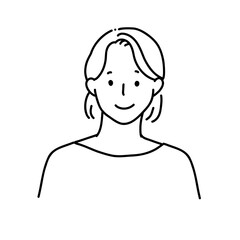 微笑んでいる女性＿線画