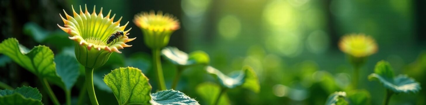 Carnivorous tree with Venus flytrap leaves and insects caught, nature, plant life, carnivorous plants