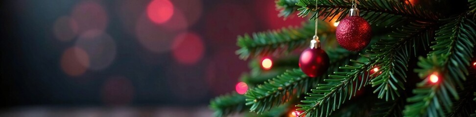 Pink LED fairy lights hanging around a small light green Christmas tree, christmas ornaments, green winter, tree decorations