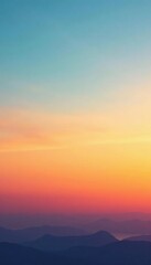 Fototapeta premium Gradual transition from light blue to warm orange tones in the clear morning sky, dawn, sky