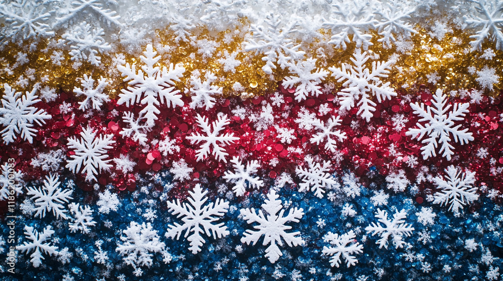 Aufkleber colorful snowflakes arranged in patterns creating a festive winter display
