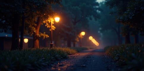 Twinkling lights in the darkness of a summer evening, evenig, twinkly, ambient