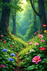 Forest and meadow plants with colorful flowers and inflorescences, botanical, inflorescence, fauna