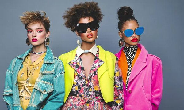 Fashion womans in retro style.