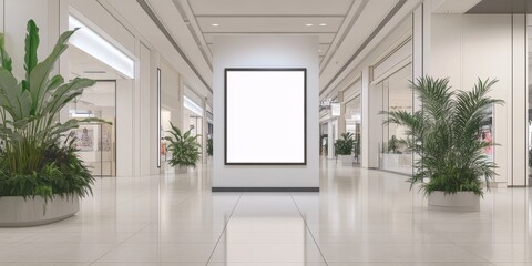 Obraz premium Blank billboard in modern shopping mall hallway.