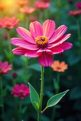 Obraz premium A crown of thorns flower with fully open petals against a bright and colorful background, full bloom, flowers in garden