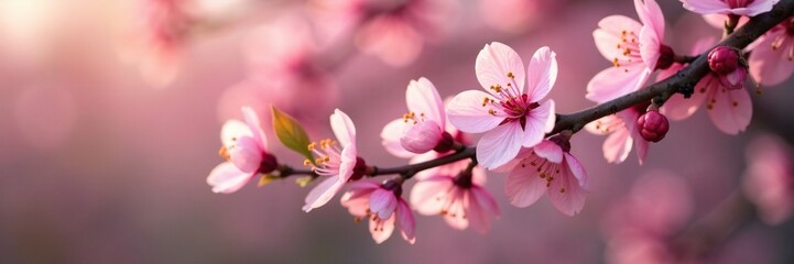 Obraz premium Delicate pink blossoms on a chestnut tree branch, nature, pink, tree
