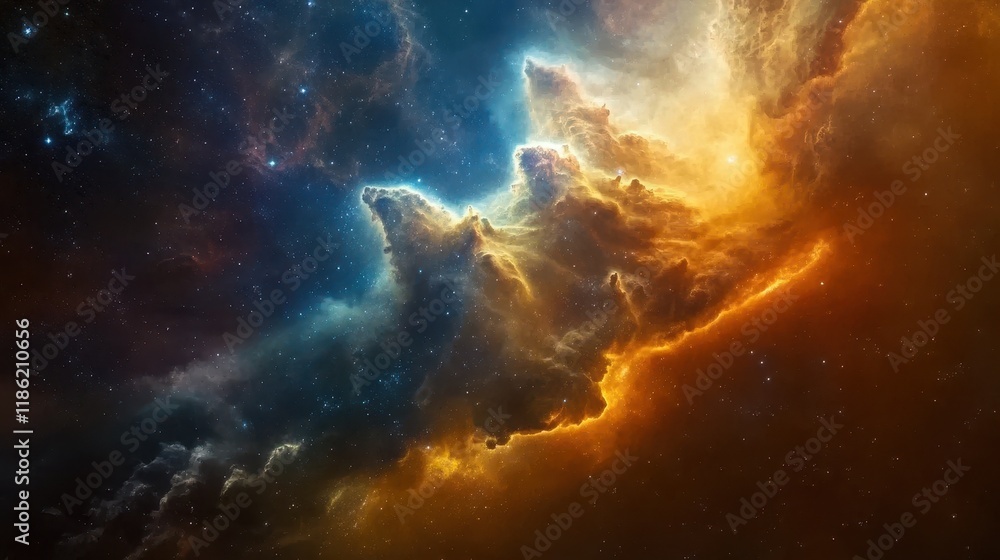 Canvas Prints cosmic nebula with glowing gas clouds and scattered stars