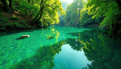 Verde lago de agua cristalino reflejo plano fondo, agua, verde, tranquilo