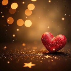 Brown background with glittering heart and starry constellations, heart, brown