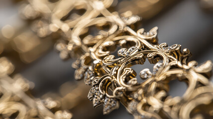 Obraz premium Intricate gold filigree design showcasing detailed craftsmanship and elegance