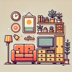 living room interior with tv