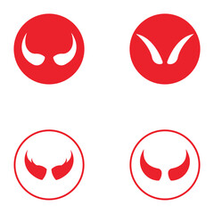 Devil horn set Vector icon design illustration Template