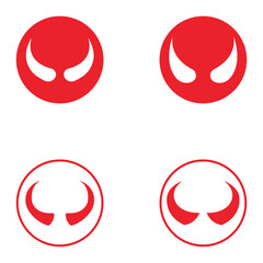Fototapeta premium Devil horn set Vector icon design illustration Template