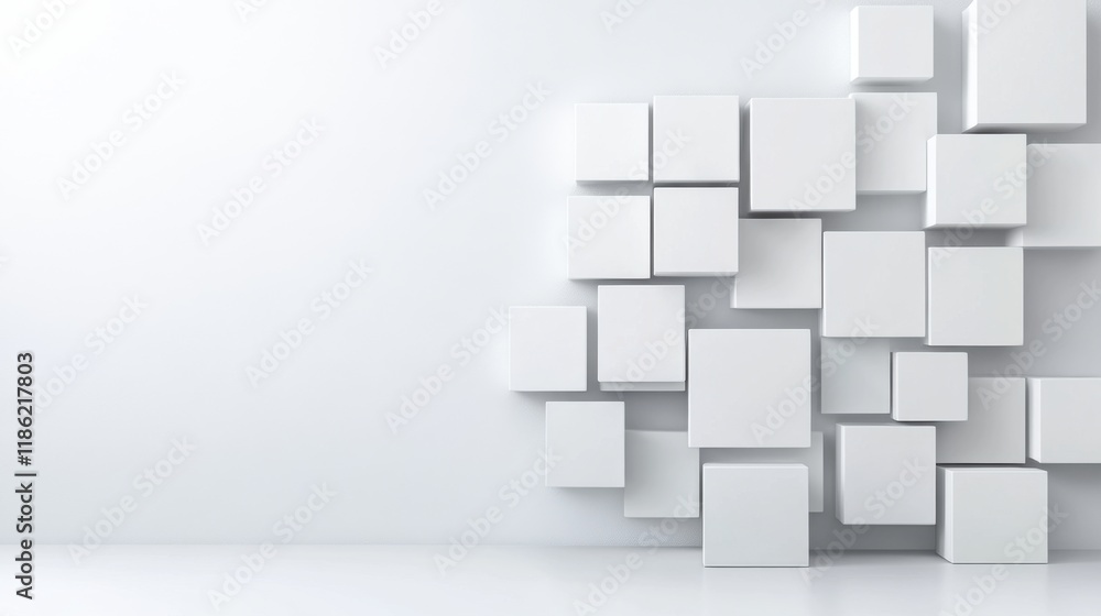 Poster modern minimalist background with abstract 3d geometric shapes in white and gray tones for creative 