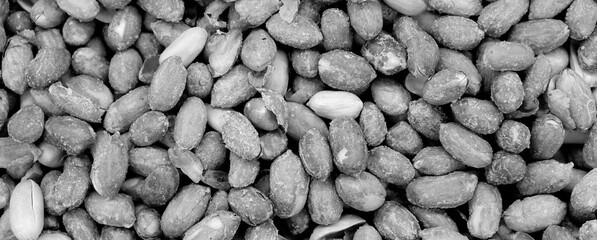 Peanuts Roasted Texture Closeup Black White Crunchy Snack Background