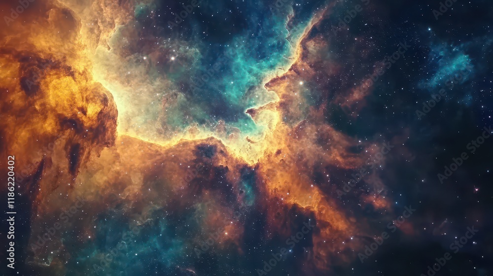 Canvas Prints cosmic clouds with glowing nebulae and scattered stars
