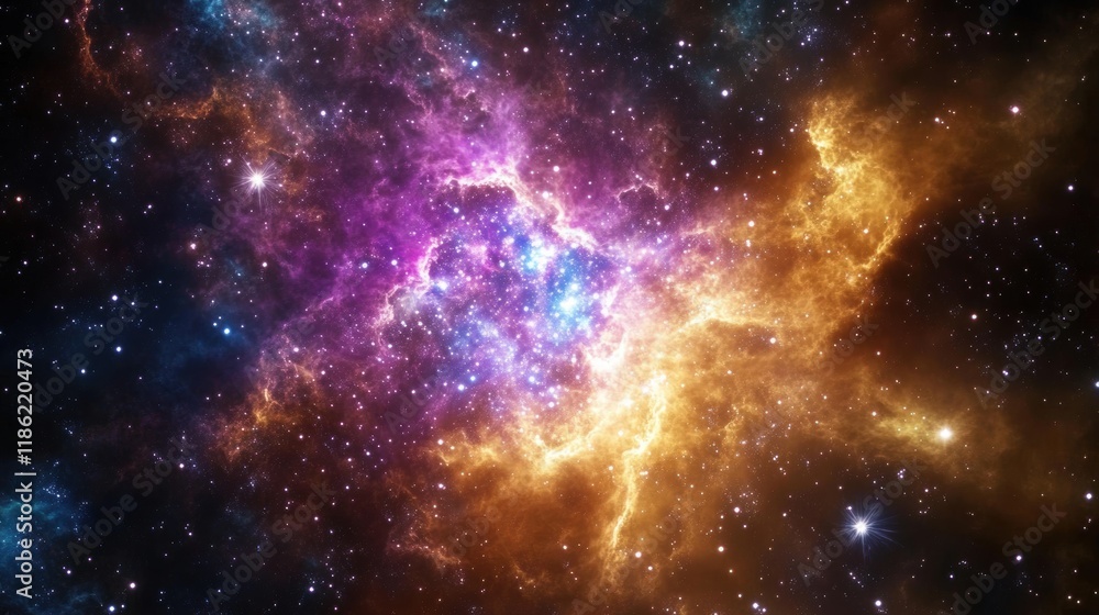 Canvas Prints cosmic nebula with vivid colors and star clusters
