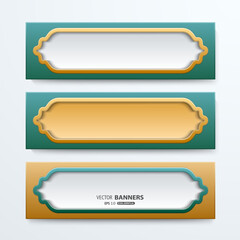 Vector Banner Designs with Decorative Borders and Bold Color Themes
