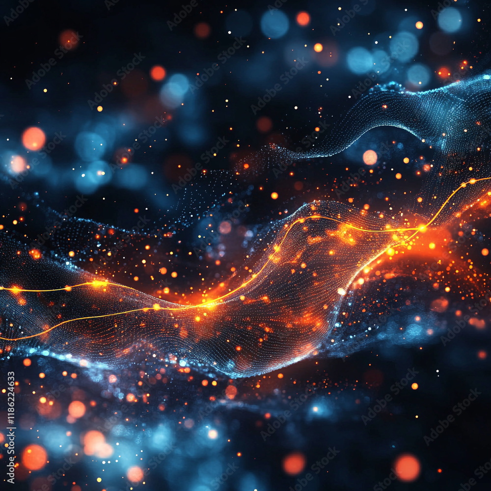 Poster colorful abstract waves of light create a mesmerizing visual experience in dark space