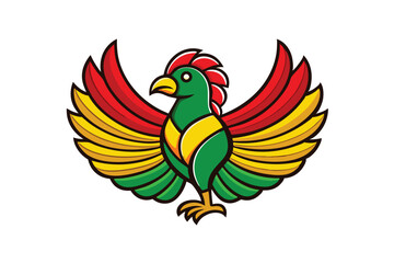 Fototapeta premium Vibrant Sankofa bird illustration with colorful wings in traditional red, yellow, and green tones for Black History Month