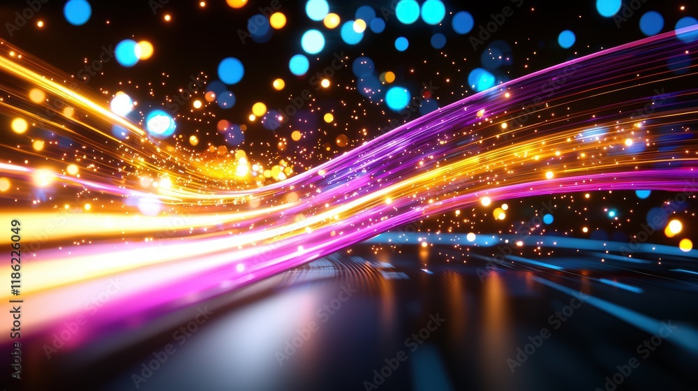 Aufkleber dynamic light trails and bokeh effects in vibrant colors