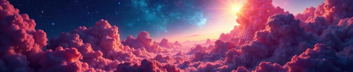 Fototapeta premium Swirling, shimmering clouds of gas and dust illuminated by starlight and cosmic winds, cosmic wind, stars, gas