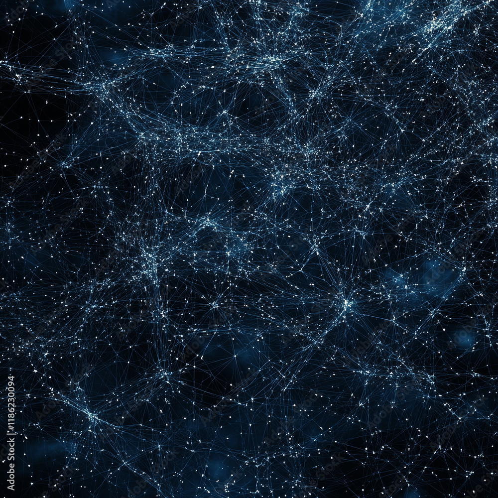 Poster stunning representation of a cosmic network filled with stars and interconnecting lines
