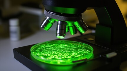 A Close up of a Green Liquid Under a Microscope - Generative AI