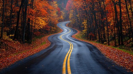 Fototapeta premium road in autumn forest