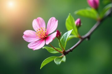 Obraz premium Single linden flower on a branch with delicate petals, branch, flower, photography