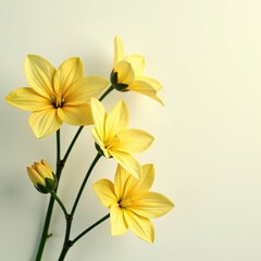 Fototapeta premium Pale yellow levanter flowers on a white background, delicate, light, petals