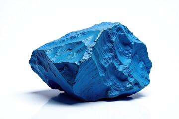 Fototapeta premium Deep blue rock isolated on pure white background, geologic, background, geology