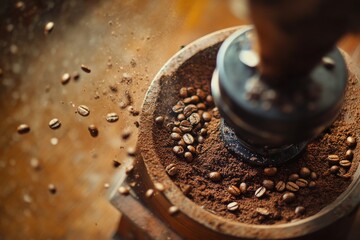 Coffee Grinder in Action Close-Up
