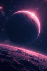 Dark nebula in front of massive planet's surface, planets, space environment, nebulas