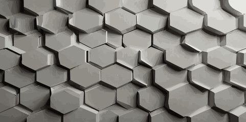 Abstract 3d white and silver color cube hexagonal geometric texture pattern surface bright honeycomb metal hexagon design.