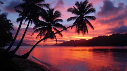 "Idyllic Paradise Landscape with Lush Greenery, Crystal-Clear Waterfalls, and Vibrant Tropical Flowers – A Tranquil Escape"

