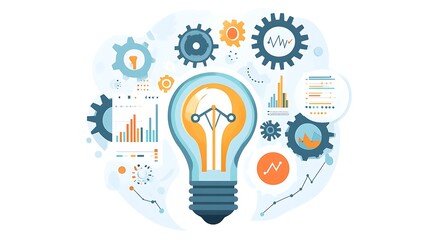 Bright Idea Data-Driven Innovation, Gears, Charts.