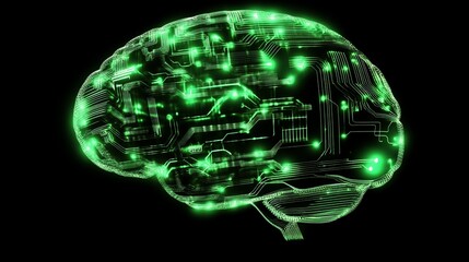 Digital Brain:  A Glowing Circuitry Representation of the Mind's Complex Network