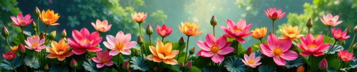 Naklejka premium Ramificaciones de un pulm?n con flores coloridas y delicadas, pulmones, naturaleza, florecimiento