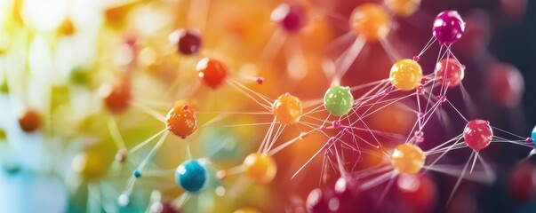 Colorful figures connected by lines illustrating social media networks and interactions