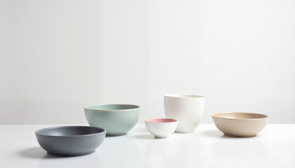 Fototapeta premium Modern gradient bowls displayed on a white solid background