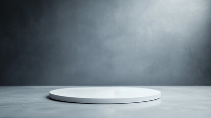 Minimalist white turntable on gray background, perfect for product display