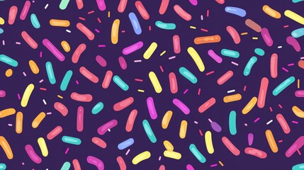 Obraz premium Colorful sprinkles on a solid background form a seamless, repeating pattern. Vector design illustration