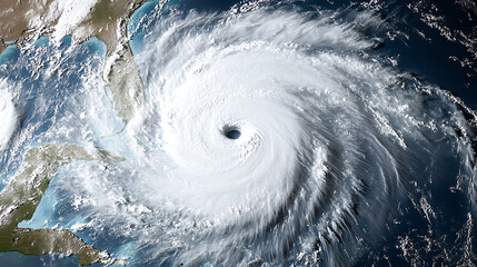 satellite image showing scale of powerful hurricane swirling over ocean