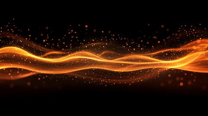 Dark glittering fire sparks and flames on a black backdrop, bonfire in motion, and abstract particle lights 