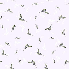 Fototapeta premium Olive leaves hand drawn leaves seamless pattern for textile